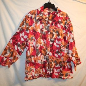 JM collection Linen  nature style pink leaf top